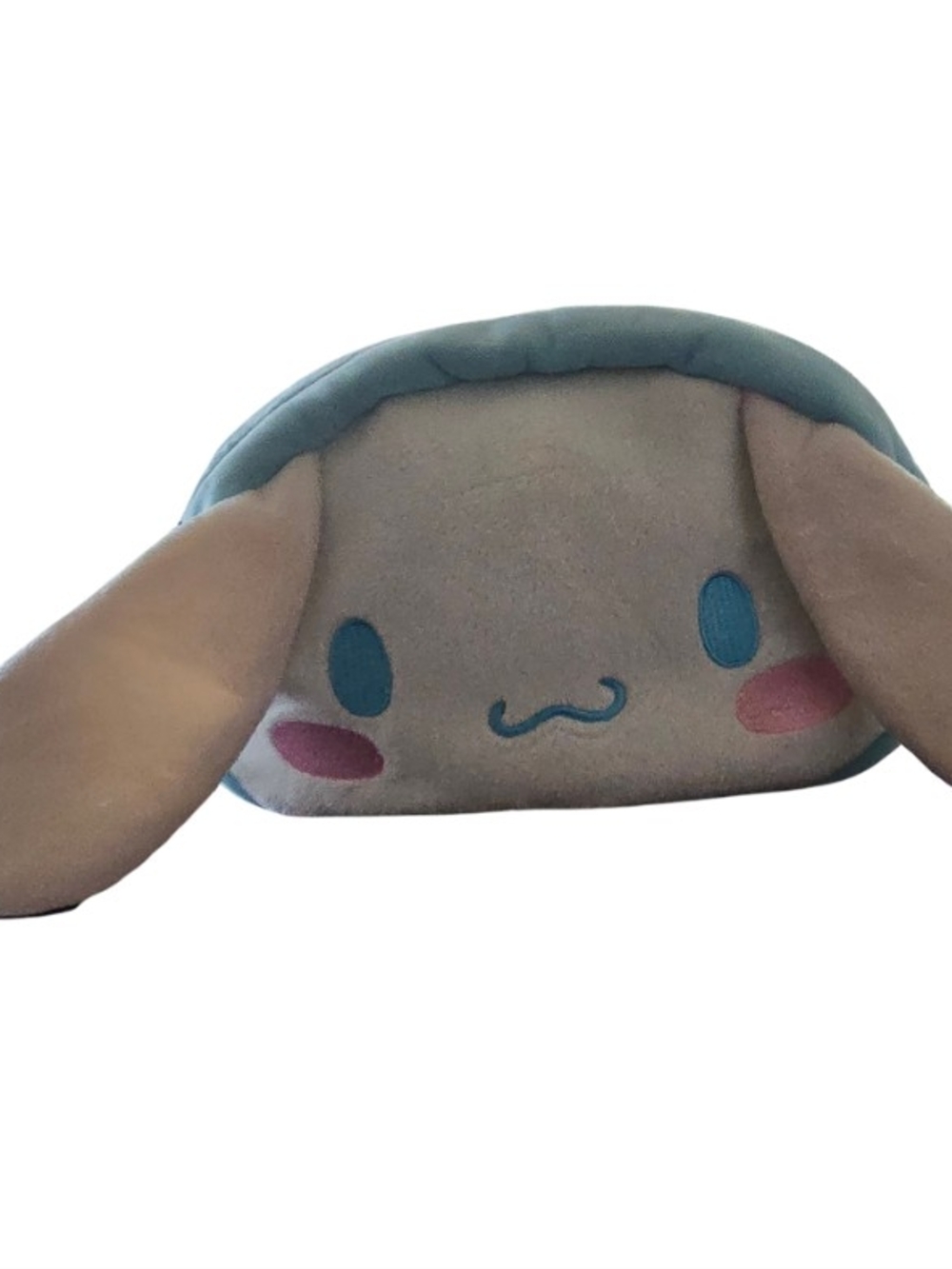 CINNAMON - Plush Bunny Ear Kids Back Pack  Pouch - Light Gray & Teal MINISO